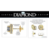 Round Halo Birthstone Stud Earrings 6.5mm Sterling Silver Pure Brilliance Zirconia & Simulated Gemstones