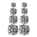 4 Pairs Stud Earrings Set, Hypoallergenic Pure Brilliance Cubic Zirconia 925 Sterling Silver, 4-6.5mm
