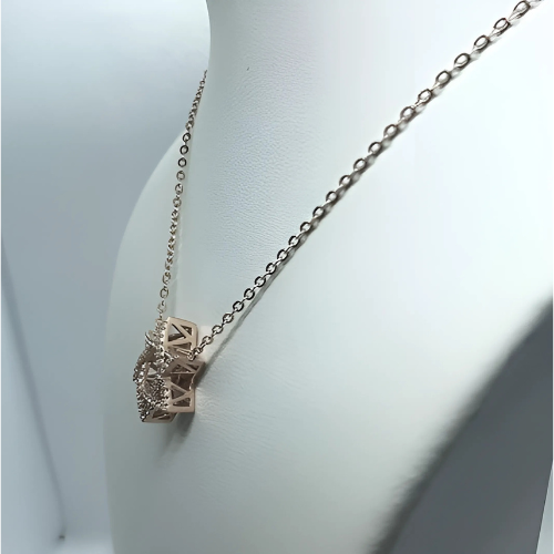 Dancing gemstone Star of David necklace on display.