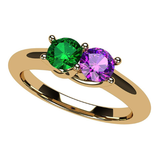 Central Diamond Center Lucita Couples Ring w/ 2 Simulated Birthstones in Sterling Silver, 10K or 14K Gold