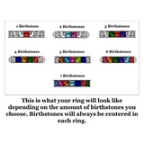 Central Diamond Center Princess Cut  Lucita Mothers Rings w/ 1 to 7 Simulated Birthstones in Sterling Silver, 10K or 14K Gold