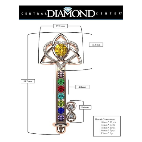 Key to Infinity Love Mother & Child Necklace w/ 1-7 Birthstones in Silver, 10K, or 14K Gold