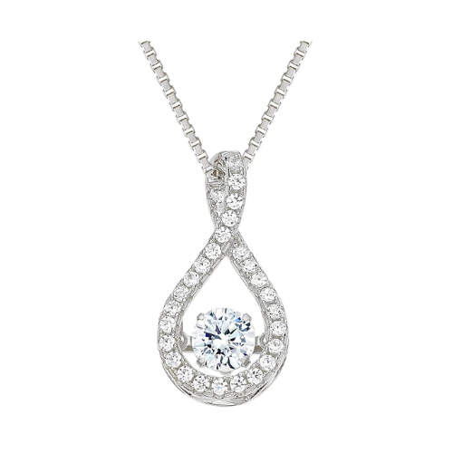 Twisted Pear Dancing Gemstone Necklace in 925 Sterling Silver w/ Pure Brilliance Zirconia CZ