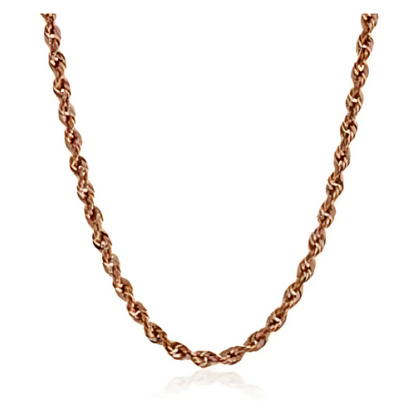 Detail of the links on a sterling silver loose rope chain.