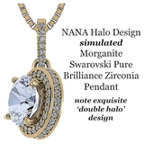 Round-cut aquamarine earrings with zirconia halo.