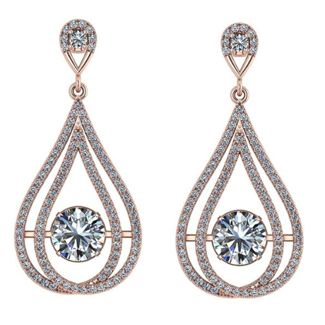 Central Diamond Center Chandelier Dancing Diamond Simulated stone Dangle Earrings for Women in Sterling Silver