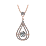 Central Diamond Center Chandelier Dancing Diamond Simulated Necklace for Women in 925 Sterling Silver