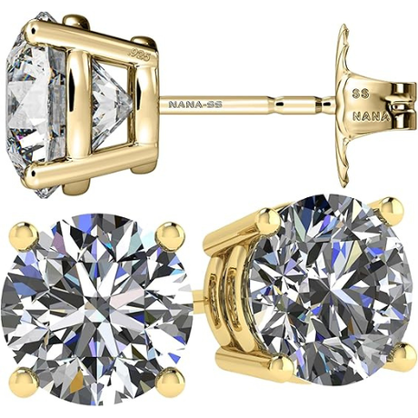 Simulated Diamond Stud Earrings Round Sterling Silver Hypoallergenic 0.30-8.00cttw