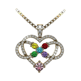 Central Diamond Center Infinity Love Mother & Child Necklace w/ 1-5 Simulated Birthstones in Silver, 10K, or 14K Gold