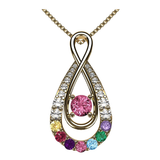 Yours Infinity Mother & Child Birthstone Necklace w/ 1 to 12 Stones in Silver, 10K, or 14K Gold