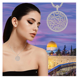 Central Diamond Center Shema Israel Full Hebrew Prayer Pendant Necklace in Solid Sterling Silver w/ Pure Brilliance Zirconia CZ(28mmx37mm)