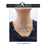Round Simulated Diamond Solitaire Necklace/Pendant- Double Halo from 1 to 3 carat center- Sterling Silver