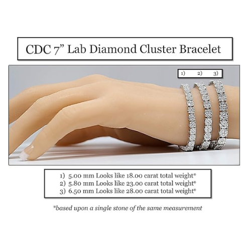 Lab Created CVD Diamond Cluster Tennis Bracelet 4ctw-7 1/2 ctw, 7 or 8" 10kt Gold