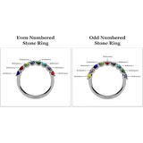 Central Diamond Center U'r Family Ring w/ 1 to 9 Simulated Birthstones in Sterling Silver, 10k, 14K Gold, Mothers Rings