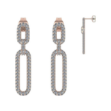 Double Oval Dangle Earrings in Solid 925 Sterling Silver & Pure Brilliance Zirconia – White, Yellow, Rose