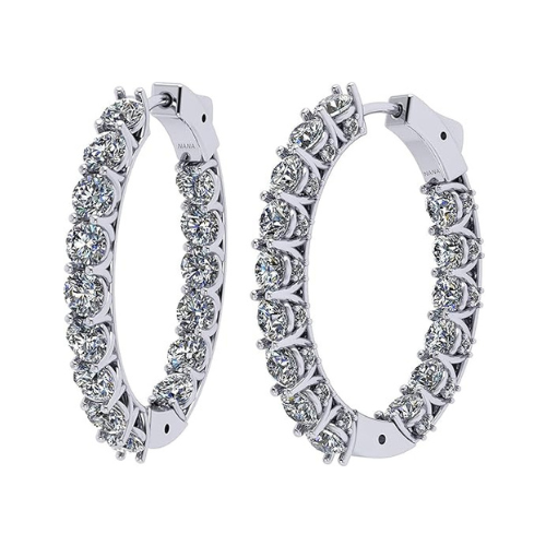 Central Diamond Center Zsa Zsa Oval or Round Hoop Earrings Solid 925 Sterling Silver w/Pure Brilliance Zirconia, Simulated Diamond Hoops