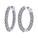 Central Diamond Center Zsa Zsa Oval or Round Hoop Earrings Solid 925 Sterling Silver w/Pure Brilliance Zirconia, Simulated Diamond Hoops
