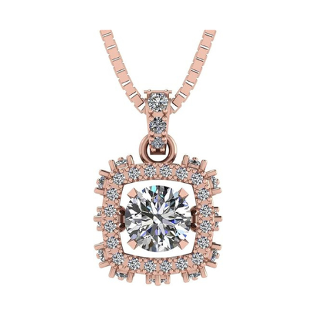 Rhombus Dancing Gemstone Necklace for Women in 925 Sterling Silver & Pure Brilliance Zirconia