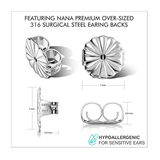 Princess Halo Earrings W/ Pure Brilliance Zirconia In Sterling Silver Mounting, Hypoallergenic