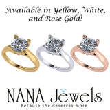 NANA Jewels 1.00-4.00ct Lucita Cushion & Princess Cut Solitaire Wedding Engagement Ring Series, 10K Gold w/Cubic Zirconia Simulated Diamond(B)