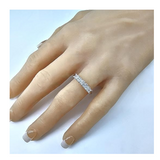 NANA Jewels Asscher Cut Simulated Diamond Ring 1.00ctw 6 Stone Wedding Band, Sterling Silver 10K/14K Gold