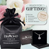 3 Prong Round Solitaire Simulated Diamond Necklace in Solid Sterling Silver with Pure Brilliance Zirconia