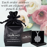 Central Diamond Center Forever Love Dancing Gemstone Flower Necklace Womens Pendant Sterling Silver & Pure Brilliance Zirconia