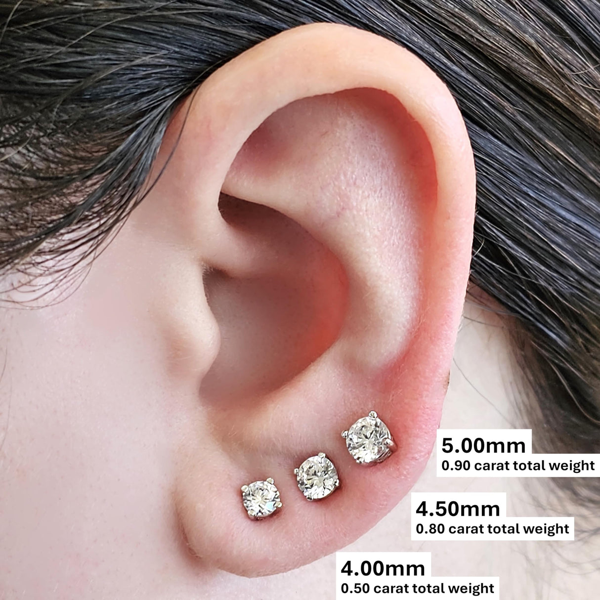 Central Diamond Center 14K Hypoallergenic Solid Gold Post Swarovski Zirconia Stud Earrings-Premium Comfort, No Irritation-Classic Gift for Sensitive Ears (Various Sizes)
