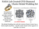 Lab Created CVD Diamond Cluster Center Wedding Bridal Set 10kt Gold