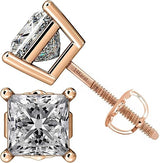 Central Diamond Center Princess Cut CVD Lab-grown Diamond Stud Earrings 14K solid Gold from 0.20ct to 2.00ct E-F VS-SI