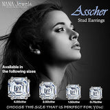 NANA Jewels Asscher Cut 14K Solid Gold Posts & Sterling Silver Simulated Diamond Stud Earrings 0.75 to 4.00ctw CZ