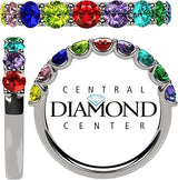 Central Diamond Center U'r Family Ring w/ 1 to 9 Simulated Birthstones in Sterling Silver, 10k, 14K Gold, Mothers Rings