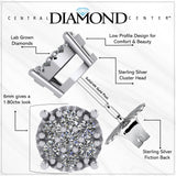 Diamond Stud Earrings CVD Lab Grown Diamonds solid 14K post & Silver basket, 7 or 9 Stone Cluster