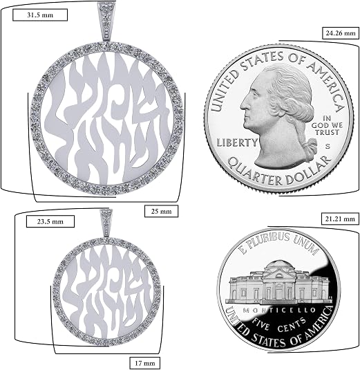 Central Diamond Center Shema Israel Partial Hebrew Prayer Pendant Necklace in Sterling Silver w/ Pure Brilliance Zirconia CZ