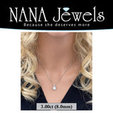 NANA Jewels Cushion Cut CZ Simulated Diamond Solitaire Necklace Sterling Silver 7-8mm Cubic Zirconia, 2.00ct & 3.00ct