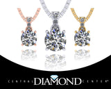 4 Prong Round Solitaire Simulated Diamond Necklace in Solid Sterling Silver with Pure Brilliance Zirconia