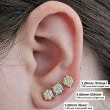 Diamond Stud Earrings CVD Lab Grown Diamonds solid 14K post & Silver basket, 7 or 9 Stone Cluster