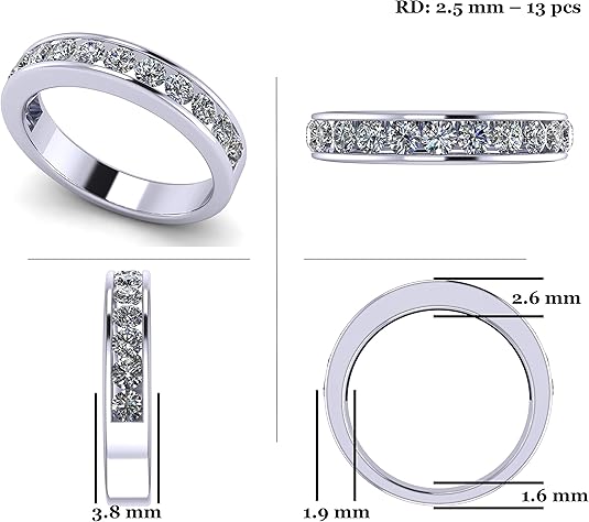 Anniversary Band Ring Channel Set w/ 0.75ctw Pure Brilliance Zirconia in Silver, 10K, or 14K Gold