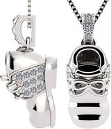 Baby Shoe Birthstone Necklace Pendant w/Pure Brilliance Zirconia - Gold Plated Silver, Solid 10K Gold or 14K Gold