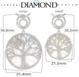 Central Diamond Center Sterling Silver Tree of Life Pendant Necklace or Earrings with CZ and Mother of Pearl – Gift for Women