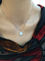 Central Diamond Center Star of David Pendant Sterling Silver and Pure Brilliance CZ w/Box Chain