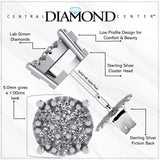 Diamond Stud Earrings CVD Lab Grown Diamonds solid 14K post & Silver basket, 7 or 9 Stone Cluster