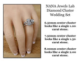 Lab Created CVD Diamond Cluster Center Wedding Bridal Set 10kt Gold
