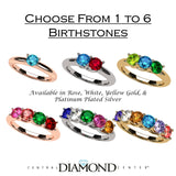 Central Diamond Center Lucita Mothers Rings w/ 1 to 6 Simulated Birthstones in Sterling Silver, 10K or 14K Gold