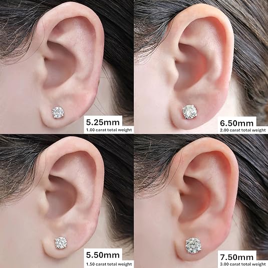 Central Diamond Center 14K Hypoallergenic Solid Gold Post Swarovski Zirconia Stud Earrings-Premium Comfort, No Irritation-Classic Gift for Sensitive Ears (Various Sizes)