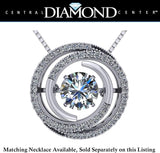 Central Diamond Center Circle Swirl Dancing Gemstone Dangle Earrings or Necklace in Sterling Silver w/Pure Brilliance Zirconia