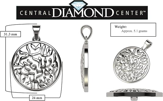 Central Diamond Center Shema Full Prayer Pendant Necklace, Solid .925 Sterling Silver & Gold Plated With A 22" Adjustable Box Chain