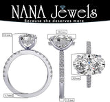 NANA Jewels 1.5-3CT Platinum Plated Sterling Silver Rings CZ Cubic Zirconia Oval Cut Engagement Rings | 10K 14K Solid Gold