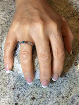 Central Diamond Center S-Bar w/Sides Couple's Ring with Simulated Birthstones in Sterling Silver, 10K or 14k Solid GOLD