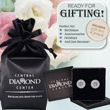 Round Halo Stud Earrings 0.85cttw-4.50cttw in Sterling Silver w/Pure Brilliance Zirconia, Hypoallergenic